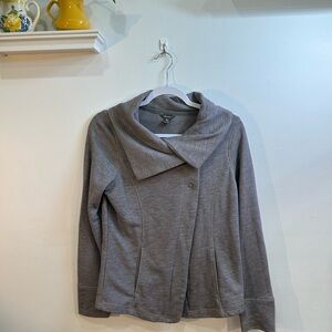 Eddie Bauer Women's Cowl Neck Sweater Jacket - Gray